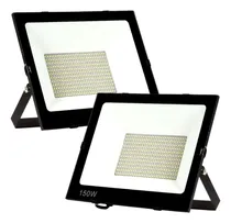 Comprar Pack De 2 Focos Reflectores Led De 150w Exterior Carcasa Negro Luz Blanco Frío