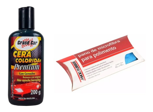 Cera Automotiva Colorida Premium Preta + Flanela