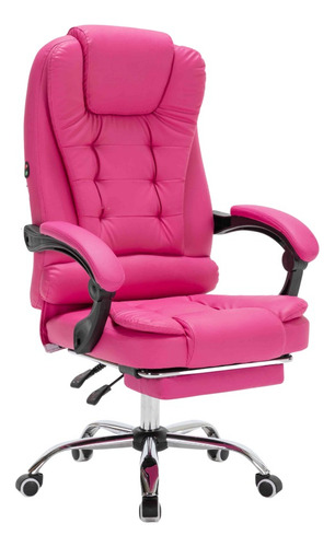 Cadeira Home/office Com Massagem Cor Rosa Claro 