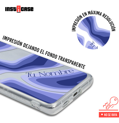 Funda Para Zte Para Mujer Curvas Azules Con Tu Nombre