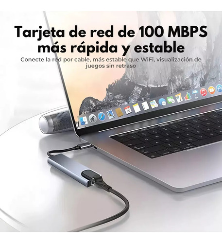 Mr. Gadgets Adaptador Hub Usb-c 8 En 1, Usb 3.0 Adaptador Usb A, Lector De Tarjetas Sd Hdmi 4k 30hz Pd 87w, Adaptador Multipuertos Para iPad Os, Android, Chrome Os, Mac Os, Windows, Color Plata