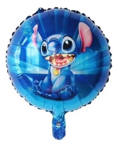 Set Globos Stitch Silueta Y Redondo Azul