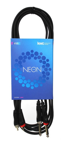 Cable Neon Kwc 9010 - 2 Plug Mono A 2 Rca / 3 Metros