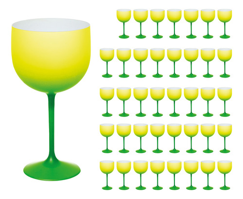 Taça Personalizada Gin Degrade 500ml 40pcs Acrilíco Premium Cor Verde/amarelo