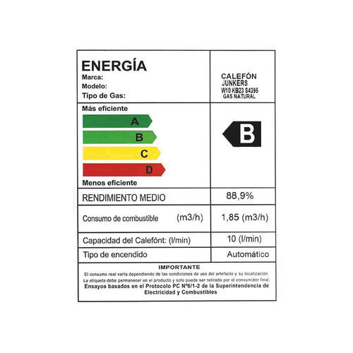 Calefont Junkers 10 Litros Tiro Natural Gn W10 Kb 23