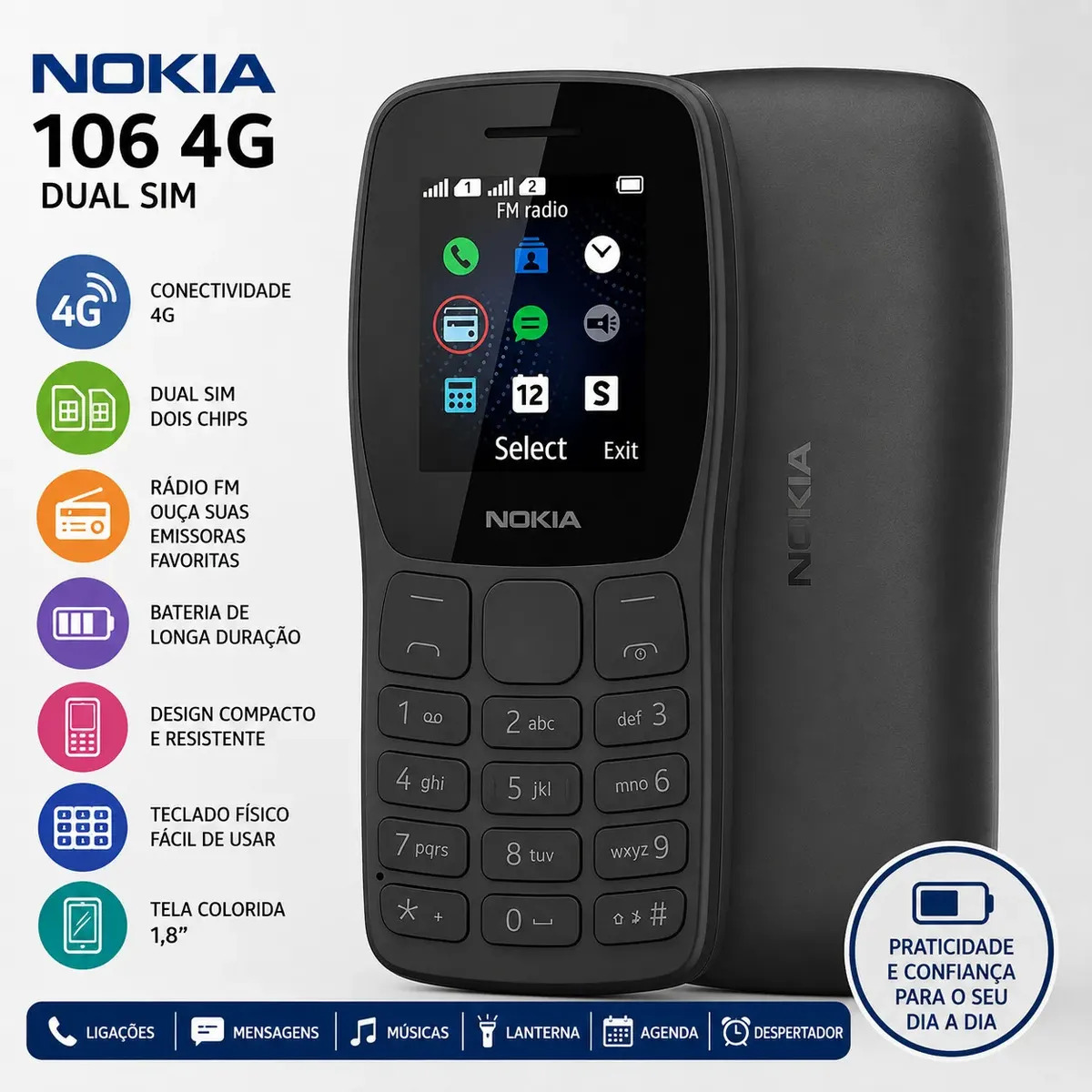 Nokia 106 4g Dual Sim Preto
