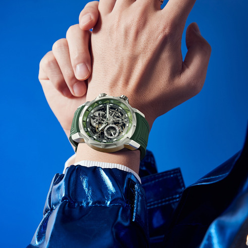 Reloj Skeleton Auto Feice Fm511 Para Hombre, 5 Atm, Correa D