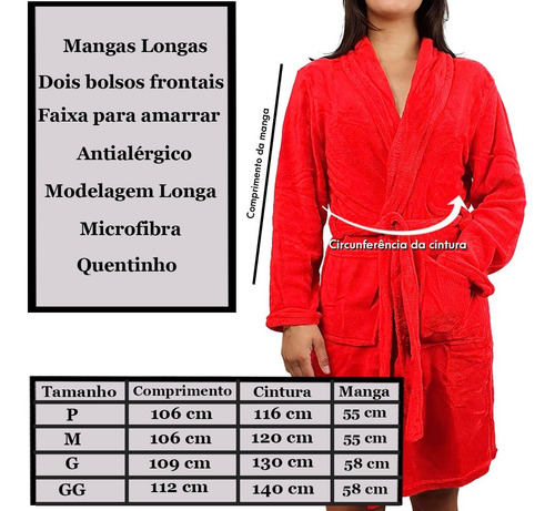 Imagem 4 de 9 de Roupão Microfibra Camesa Inverno Frio Unissex Cores Original