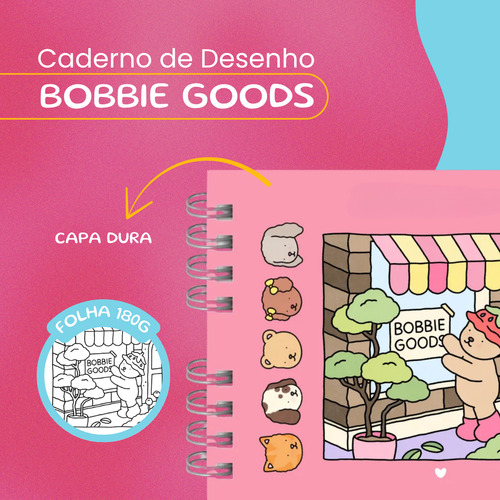 Livrinho De Colorir Bobbie Goods 50 Páginas Bob Gods Capa Dura Rosa Livro De Pintar Caderno De Colorir
