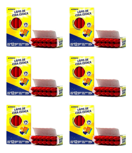 6 Cxs Lápis De Cera Estaca Vermelho Giz Para Mármore Granito