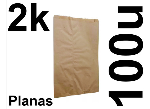 100 Bolsas De Papel Kraft 2kilos 23x28,5cms Planas