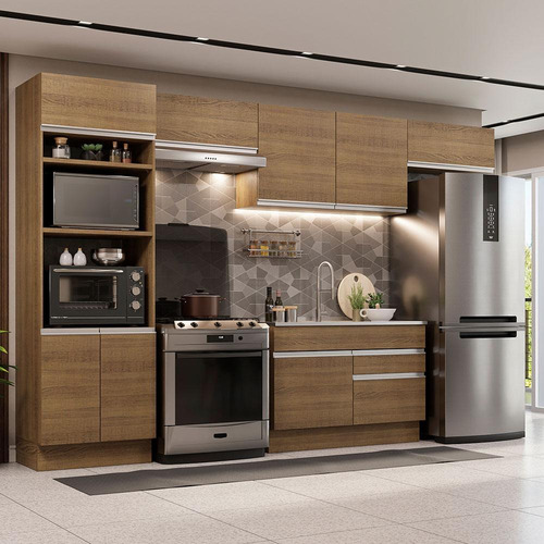 Cozinha Completa Madesa Glamy 350001 Armário Balcão S Tamp R Cor Rustic