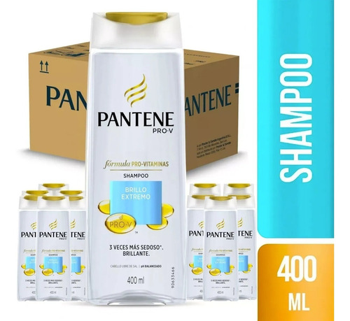 Pack De 12 Shampoo Pantene Pro-v Brillo Extremo 400 Ml