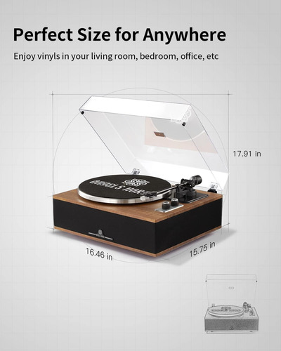 Tocadiscos De Vinilo Angels Horn, Giradiscos Bluetooth Co...