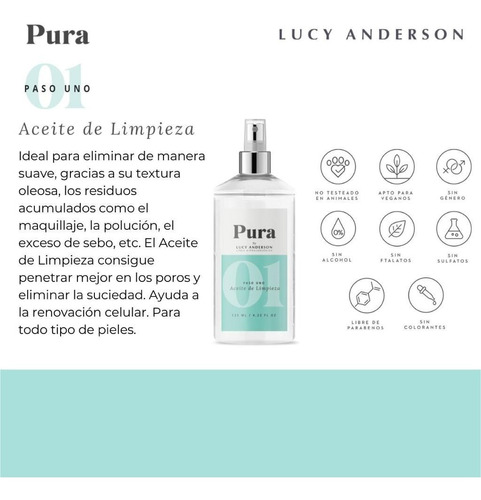 Aceite De Doble Limpieza Facial Pura Lucy Anderson