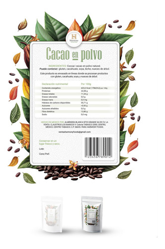 Cacao En Polvo, Cocoa, Organico, 1k | 100% Natural
