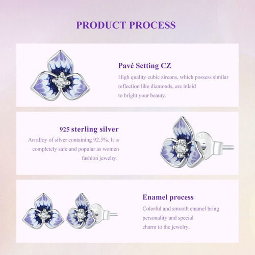 Aretes Topos Flor Orquídea Para Mujer En Plata 925