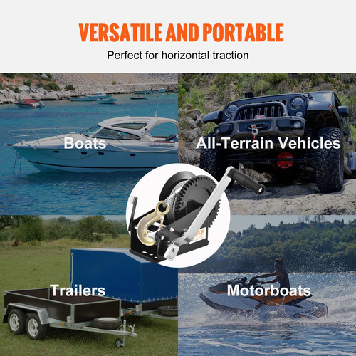 Cabrestante De Mano 3500 Lbs Remolque Barco 10 M Trinquete