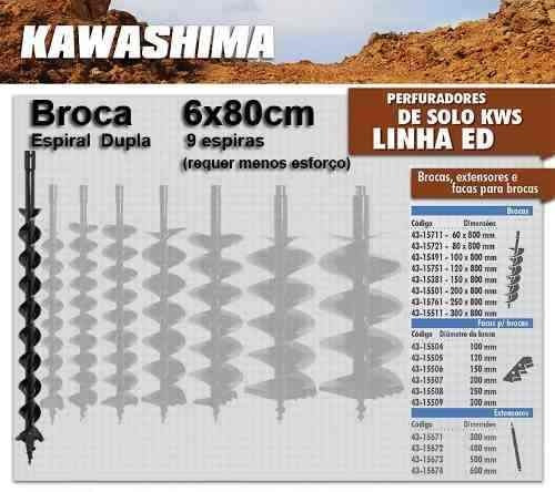 Broca 6x80cm Espiral Duplo Kawashima Perfurador Solo Trado