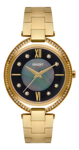 Relógio Orient Unique Feminino - Fgss0208 P3kx Correia Dourado Bisel Dourado