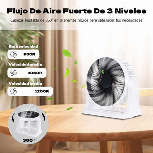 Ventilador De Escritorio Portátil Con 5 Aspas De Plástico 20.32 Cm 6w Blanco/negro Negro Plástico Pp 5