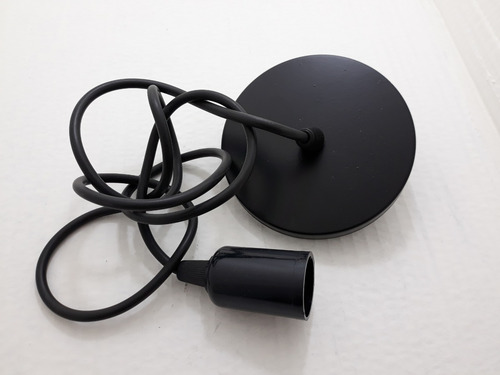 Kit 2 Fios Pendente 2m Soquete Liso E27 Cabo Pp Preto