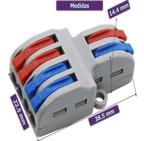 Imagem 2 de 6 de 5 Conector Emenda Derivação 2x4 Fio Alavanca Tipo Wago Df42