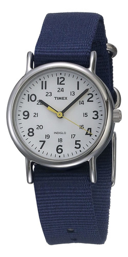 Reloj Mujer Timex Tw2u29900 Cuarzo 31mm Pulso Azul En Nylon