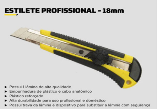 Kit 2 Estiletes Profissional Emborrachado 18mm +10 Lâminas
