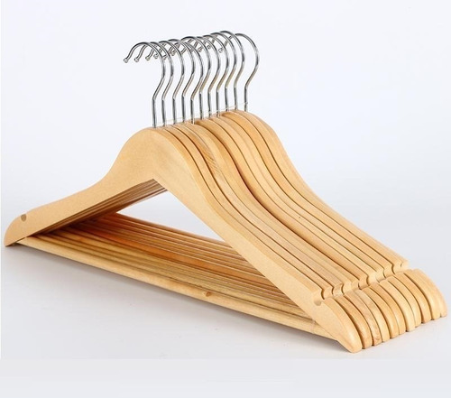 Imagen 6 de 6 de Pack 15 Colgadores De Madera Ganchos Perchero Ropa