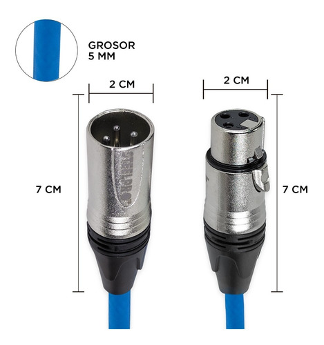 Imagen 4 de 5 de Cable Xlr 15m Balanceado Profesional Macho - Hembra Steelpro