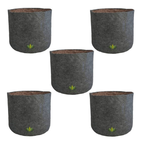 Combo X5 Macetas Geotextil Tela De 60 Litros Salamanca Grow 