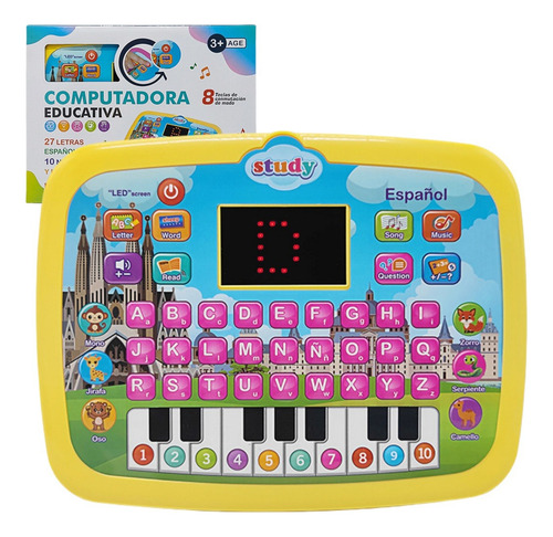 Ordenador Portátil De Juguete Para Niños Con Pantalla Led