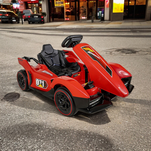 Montable Go Kart 12v Rojo Con Luces Sonido Y Control Remoto Little Monkey Mkz-gokartm12roj