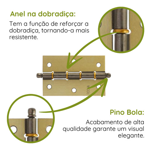 Dobradiça P/ Porta Com Anel 3.1/2 S1003afoe Rocha - 3 Peças