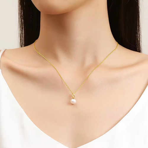 Collar Con Dije De Oro 18k Certificado Perla Dama Elegante Dorado 2
