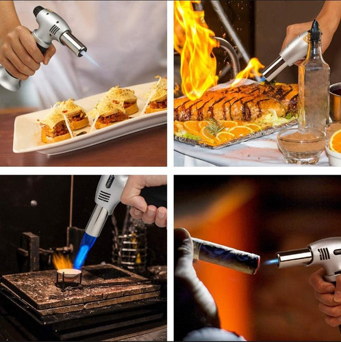 Flameador Soplete Butano De Cocina Gourmet Encendedor Plata