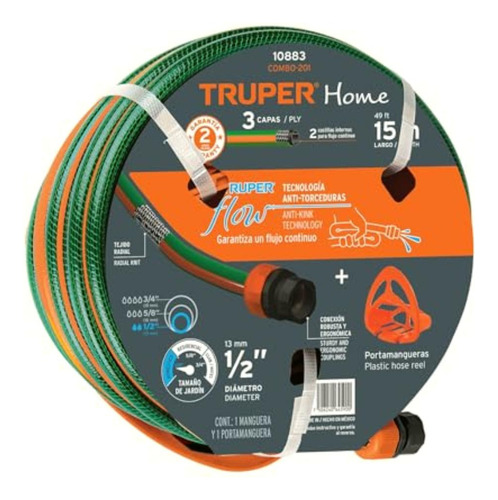 Truper Combo-201, Combo Manguera Man-15x1/2re Y