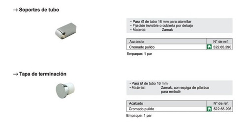 Imagen 5 de 5 de Set De Soportes Hafele Para Barral De Cocina 522.65.290