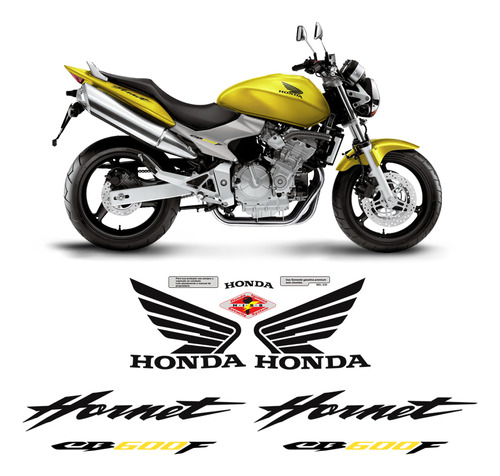 Adesivos Moto Honda Cb600f Hornet Faixa Tanque Preto/amarelo