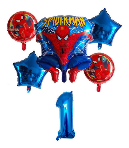Imagen 2 de 2 de Globos Numero Set Spiderman Fiestas Tematica 4mybebe