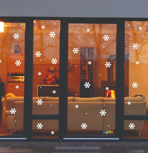 Copos De Nieve Navideños Reutilizables Para Ventanas 55pz 