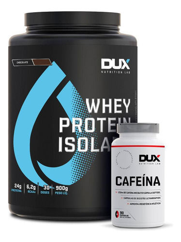 Whey Protein Isolado Dux Coco 900g + Cafeína 90 Caps