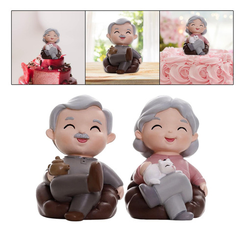 2 Estatuas Bonitas Para Decoración De Tartas De Abuela Y