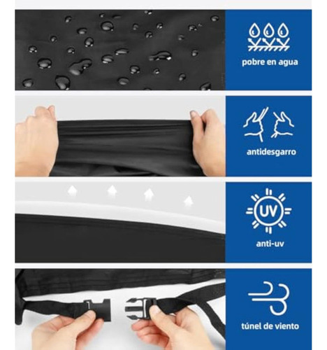 Nuevo Cubre Moto Negro Lluvia Impermeable 190t Poliéster