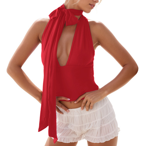 Camiseta Para Mujer Tank Tops De Verano Cuello V Profundo