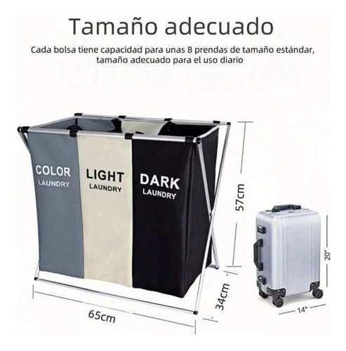Cesto De Ropa Sucia Universal, 3 Compartimentos