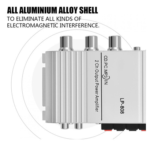 L Mini De 20 W 2 Canales Hifi Estéreo Bajo Auto Coche De