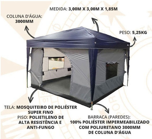 Gazebo Articulado Trixx 3x3 Nautika + Barraca Transform 10