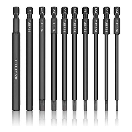 10 Brocas De Llave Allen De Cabeza Hexagonal De 1/4 Pul...